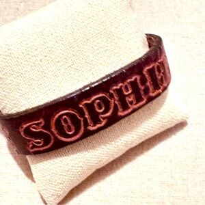 Vintage | Bracelet | Leather Embossed with Sophie and Butterflies